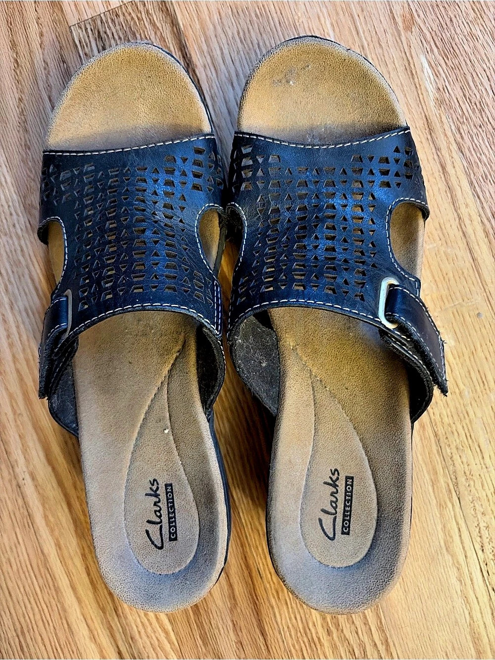 Clarks Perforated Buckle Sandals in Blue